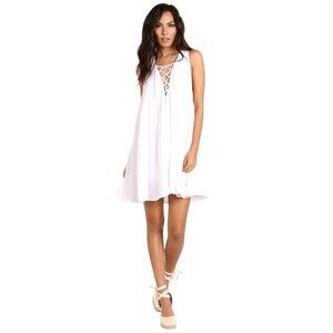 Show Me Your Mumu NWT $136 Rancho Mirage Lace Up Tunic Dress, White Women's M